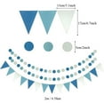 thumbnail image 5 of Fangsheng 21 Pcs Party Decoration, Blue Hanging Paper Fans, Tissue Pom Poms, Garlands String Polka Dot and Triangle Bunting Flags for Boy Birthday Parties, Bridal Showers, Baby Showers, Wedding, 5 of 7