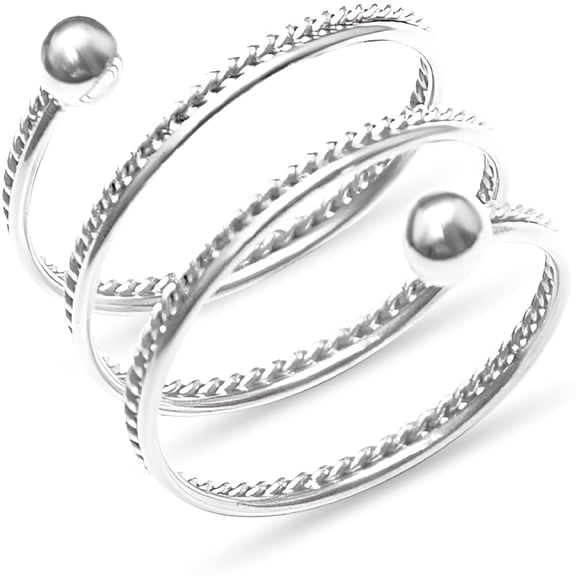 DESIGNICE Spring Swirl Spiral Flexible Ring Stainless Steel Beaded Ball Fashion Simple Twist Layered Stacking Rings Personalized Middle Thumb Finger Band Comfort Fit Jewelry Gift for Women Men Size 8