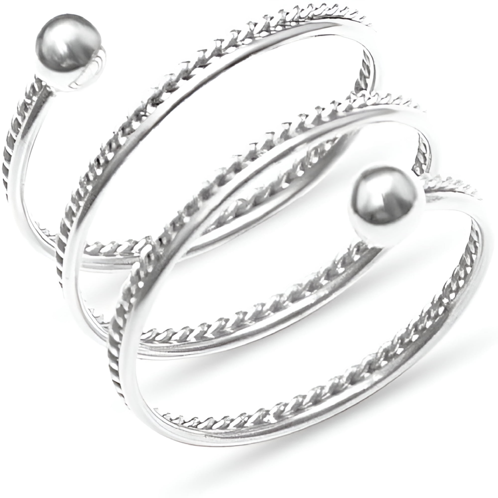 DESIGNICE 2026 New Spring Swirl Spiral Flexible Ring Stainless Steel Beaded Ball Fashion Simple Twist Layered Stacking Rings Personalized Middle Thumb Finger Band Comfort Fit for Women Men Size 8
