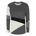 thumbnail image 4 of Charella Long Sleeve Shirts for Women Color Block Crew Neck Long Hem Tee Casual Loose Fit Tops Soft Clothes (2XL, Gray), 4 of 4