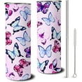 thumbnail image 4 of Butterfly Tumbler with Lid and Straw Butterfly Gifts for Women BUtterfly Cup 20 oz Insulated Stainless Steel Coffee Travel Mug Butterfly Decor Butterfly Water Bottle Purple Butterfly, 4 of 6