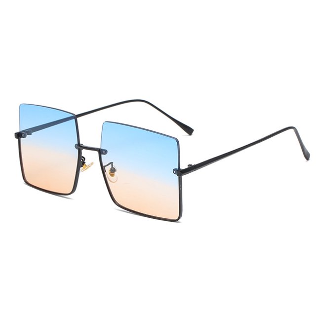 Gafas de sol cuadradas sin montura, gafas de sol de media montura metálica, gafas de sol retro, fabricadas en metal