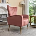 thumbnail image 2 of Silla de acento de terciopelo con patas de metal, sillón tapizado moderno, silla lateral de espalda para salón dormitorio pequeños espacios, 2 of 5