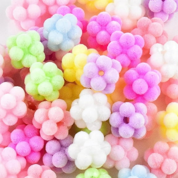 50-Pack 15mm Velvet Bubblegum Beads for DIY, Colorful Fuzzy Beads for Beadable Pens, Keychains, Jewelry Making Bracelets Necklaces,DIY Craft Supplies