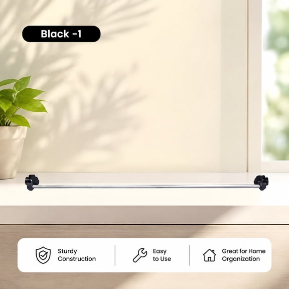 16"-39.5" Magnetic Curtain Rod for Metal Door, Window Café, French Door Sash Rod with Magnets (Black -1)