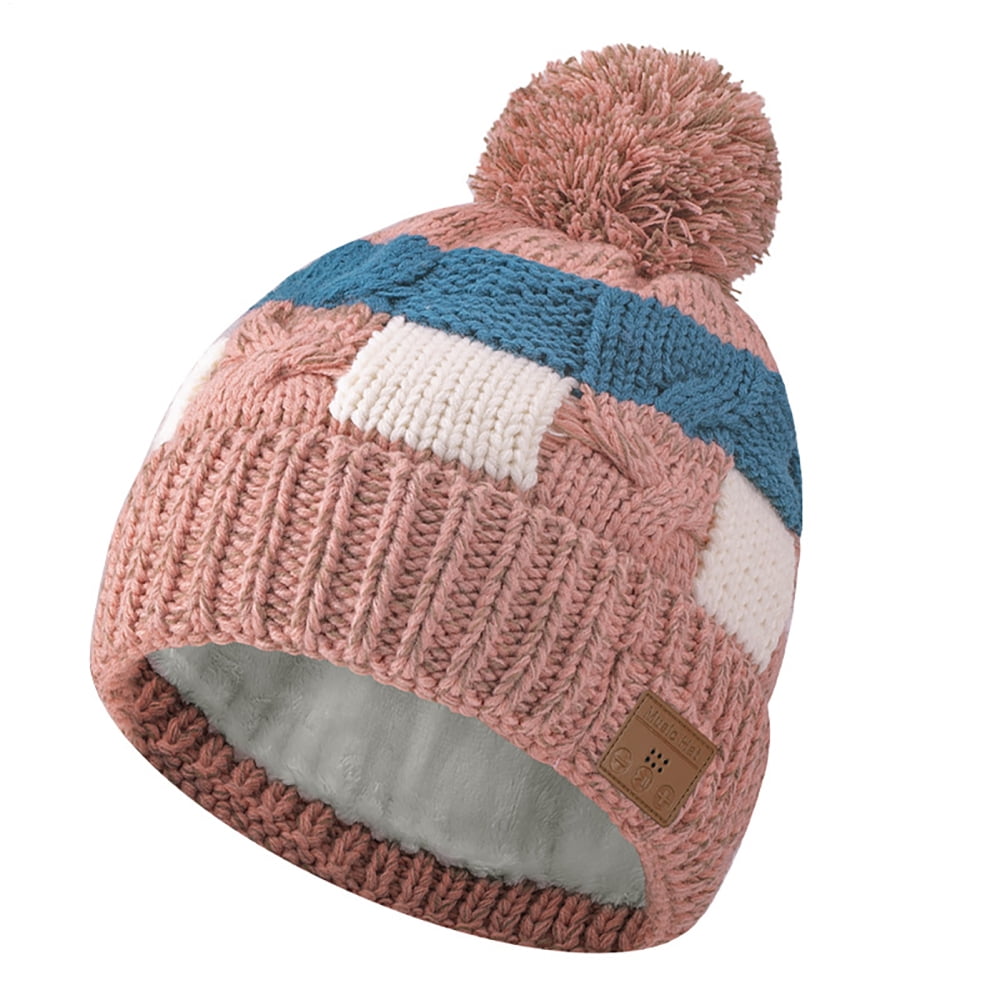 Wireless Beanie Hat Headphones | Music Winter | Knit Stereo Headphone Cap Women Soft Hat with Pompon | for Skiing