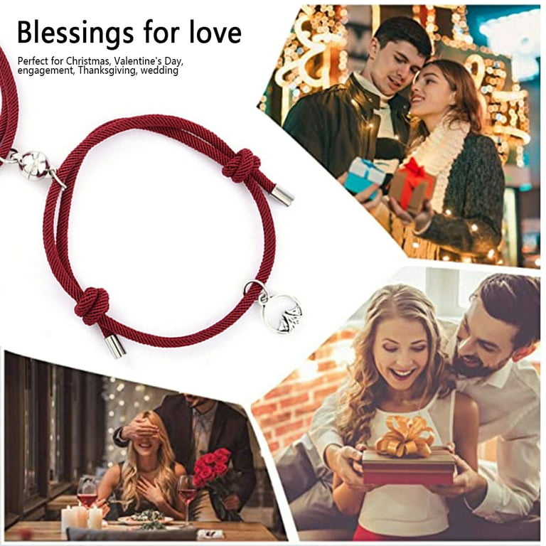 Hands DIY Magnetic Couples Bracelet Adjustable Attracting Matching Couples Bracelet Handmade Rope Couples Bracelets Chain Love Jewelry Valentines Day