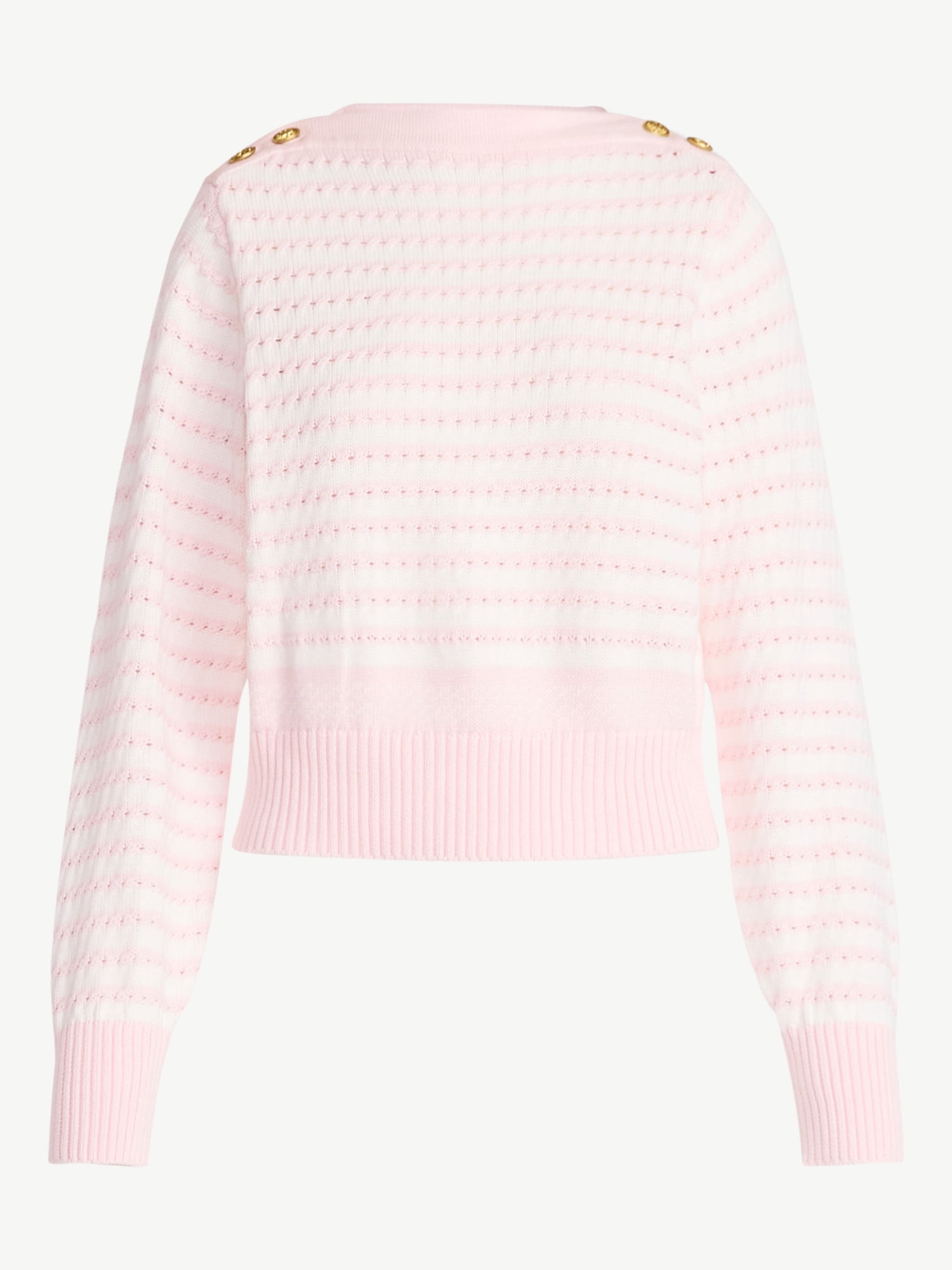 Free Assembly Women's Button Shoulder Sweater with Long Sleeves, Sizes XS-XXL