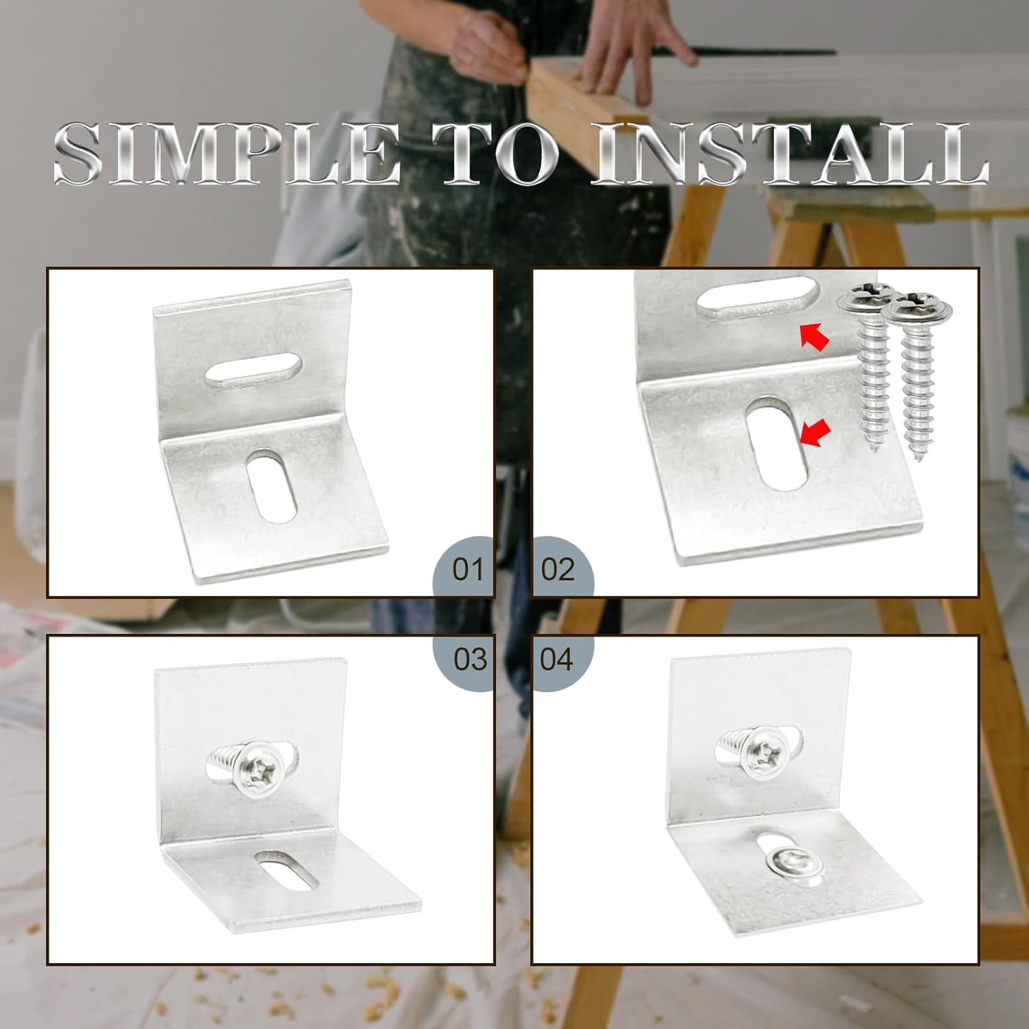 Table Top Fasteners,20 Pack Z Clips for Table Tops Included 60 pcs Screws,Adjustable Corner Braces for Wood Table Tops,Which L Brackets Use on Wood Table as Countertop Fasteners