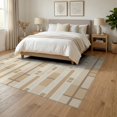 thumbnail image 3 of ODIKA 6'x9' Beige Cream Bleached Oak Geometric Washable Area Rug Modern Blocks with Subtle Elegance Non-Slip, Easy Care, for Family Room, Living Mater Bedroom, 3 of 7