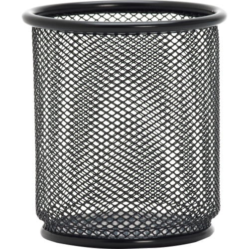 Lorell Black Mesh/Wire Pencil Cup Holder 3.5' x 3.9' x - Steel - 1 Each - Black