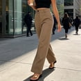 thumbnail image 4 of Htigea Women's High Waisted Work Pants Solid Color Straight Leg Business Pant Dressy Trousers Khaki XL, 4 of 5