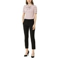 thumbnail image 2 of INSPIRE CHIC Women's Relax Ruffle Cuff Short Sleeve Blouse Bow Tie Collar Blouse, 2 of 7