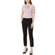 thumbnail image 2 of Blusa de manga corta con volantes y lazo en el cuello para mujer Inspire Chic, color rosa, talla S, 2 of 8