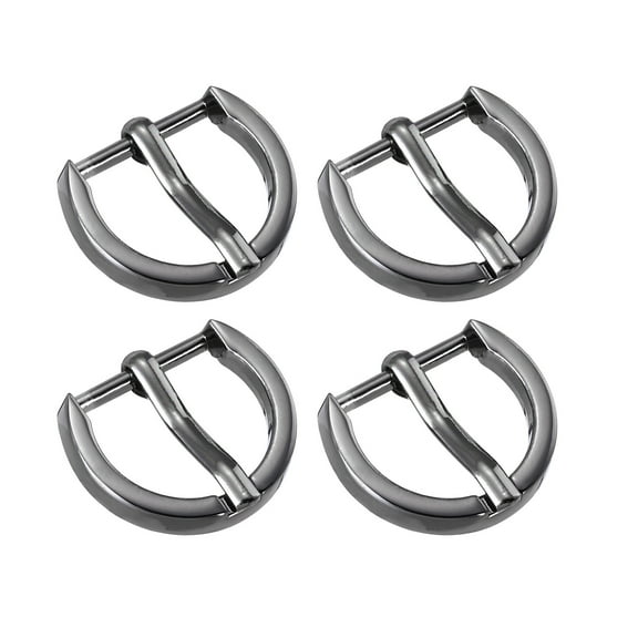 Uxcell Metal Roller Buckle, 4Pack 0.63 Inch Single Prong Belt Buckle Semicircular Buckles for Leather Craft Accessories Belt, Black
