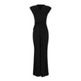 thumbnail image 5 of Women's Elegant Sleeveless Deep V-Neck Ruched Bodycon Party Evening Gown Maxi Dress, 5 of 6