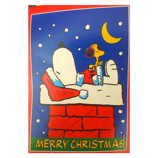 Peanuts Merry Christmas Snoopy On Chimney Decorative House Flag Indoor