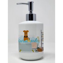 Airedale in Bathtub Ceramic Soap Dispenser