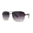 thumbnail image 2 of Mens Color Mirror Classic Rectangular Metal Rim Officer Sunglasses Silver Smoke, 2 of 4