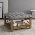 thumbnail image 3 of Manor Park 30" Farmhouse Tufted Ottoman - Grey, 3 of 5