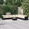 thumbnail image 1 of vidaXL 9 Piece Garden Lounge Set with Cushions Poly Rattan Black, 1 of 5