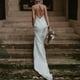 thumbnail image 3 of Vestido de novia SHANDUAO, estilo bohemio, tirantes finos, satén, sirena, 3 of 7