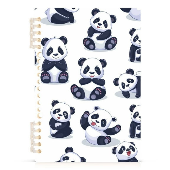 Cute Pandas Cartoon Spiral Journal Notebook College Ruled Notebook 8.3" x 5.7" A5 Lined Thick Paper Page