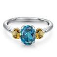 thumbnail image 3 of Gem Stone King 2.01 Ct Oval London Blue Topaz Yellow Citrine 925 Sterling Silver Ring (Size 8), 3 of 6