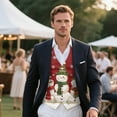 thumbnail image 3 of Yuyamidu Snowman Men's Suit Vest Christmas Casual Waistcoat Vest Size L Leisure Dress Business Vests for Wedding Party Tuxedo with Pockets, Red, 3 of 7