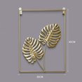 thumbnail image 2 of Juego de decoración de pared dorada de 3, 30x40 cm, línea abstracta moderna, hoja de ginkgo biloba de metal decorativa, escultura de pared para sala de estar y oficina, 2 of 5