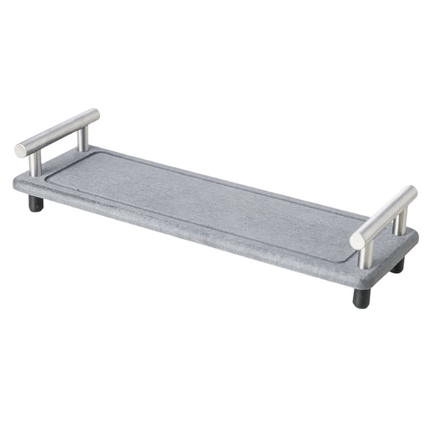 Bandeja de baño, bandeja de secado de piedra absorbente de secado rápido con asa, bandeja de diatomeas para fregadero, bandeja de tocador, organizador de jabón para fregadero, tapete de secado de