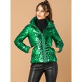 thumbnail image 3 of INSPIRE CHIC Veste Matelassée Courte Métallisée à Fermeture Éclair Holographique pour Femme, 3 of 6