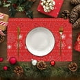 thumbnail image 3 of Christmas Place Mats Set of 6 Red Christmas Tree White Snowflake Leaves Striped Decoration Table Mat Holiday Home Kitchen Table Mat Decoration 12x18 Inch, 3 of 6