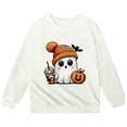 thumbnail image 3 of PMVFHDE Chandails à Capuchon et Chandails pour Filles Mode Enfants Halloween Mignon Imprimé Col Rond Sans Capuche Chandail à Manches Longues pour Filles Blanc,11-12 Ans, 3 of 3