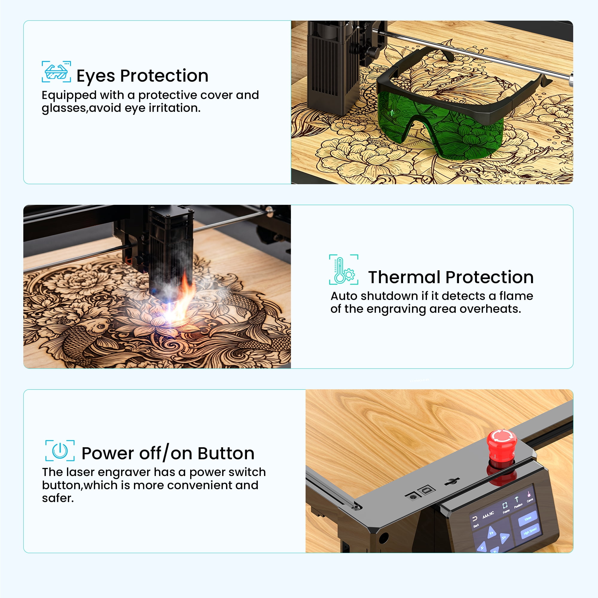 NOVODESK 5W Laser Engraver, 15.7" x 15.7" CNC Laser Cutter and Engraver, 0.08mm High Precision DIY Laser Engraving Machine with Touchscreen, Offline Laser Engraver with WiFi/USB for Wood, Metal, Acry