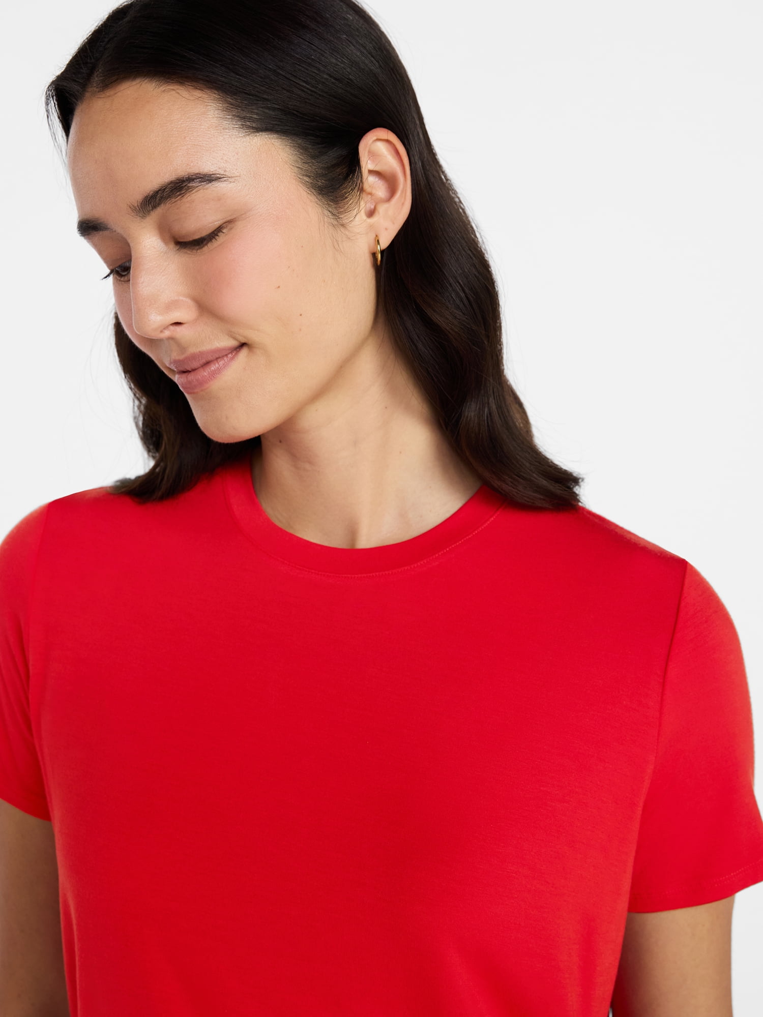 Time and Tru Women's Boxy Tee with Short Sleeves, Sizes XS-XXXL