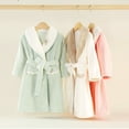 thumbnail image 3 of KYAIGUO Kids Toddler Girls Boys Solid Bathrobe,Skin-Friendly Soft Robe Pajamas with Belt Solid Color Bath Towel Sleepwear Casual Cotton Fleece Bathrobe for 3-10 Years, 3 of 11