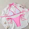 thumbnail image 6 of HOMBOM Womens Bathing Suit Bikini Two Piece Swimwear Triangle Pink Colorblock High Cut Swimsuit for Ladies Vacation, 6 of 7