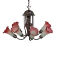 thumbnail image 5 of 24" Wide Pink/White Tiffany Pond Lily 7 Light Chandelier, 5 of 6