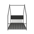 thumbnail image 6 of House Bed, Twin Size Bed Frame, Metal Bed with Roof and Colorful Lights, Slats Support No Box Spring Needed, Black Youth Bed, 6 of 11
