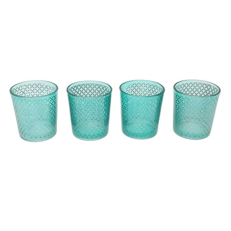 Blue Votive Candle Holder - Blue Lattice Tealight Votive Glass Candle Holder Set of 4 Wedding Parties Home Décor Table Decor Gift by MystiqueDecors