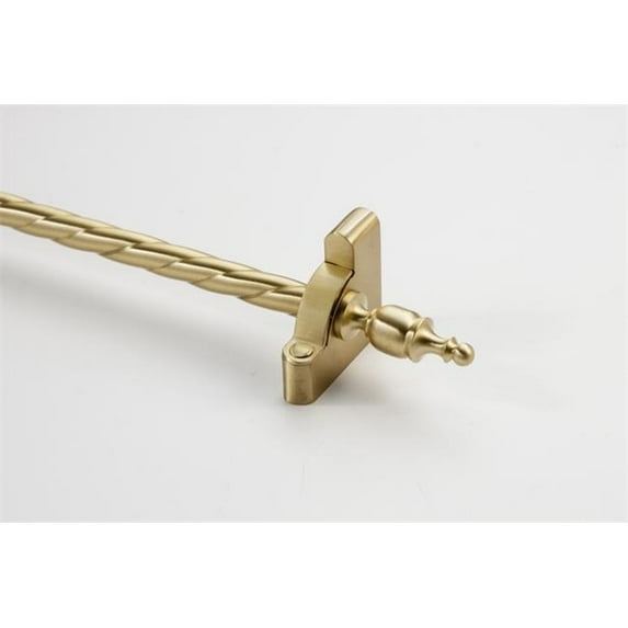 Zoroufy 01814-03863 36 in. Heritage Roped Tubular Stair Rod Set Extended Brackets Crown Finial in Brushed Brass