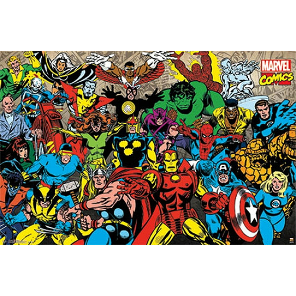 Marvel Retro Line Up Poster (24 X 36)