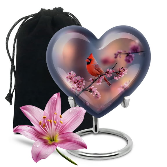 Cardinal Bird Sit Large Urn For Human Ashes Adult Man & Women - Cremation Urns For Adult Male Dad & Female Ashes - Funeral Memorial Ashes - 10Inch