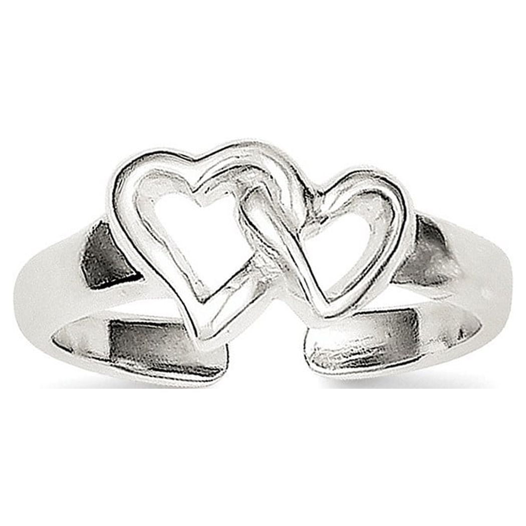 Sterling Silver Solid Heart Toe Ring - Measures 3mm Wide