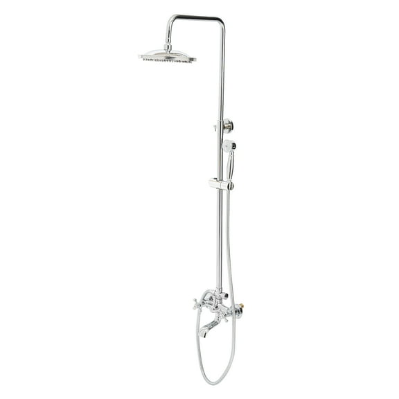 Wildnix Golden Shower Head System, 3-in-1 Wall-Mounted Shower Faucet, Adjustable Height, Handheld & Top Spray, Stylish &