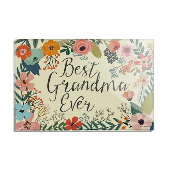 Best Grandma Ever Floral Rectangle Acrylic Fridge Refrigerator Magnet