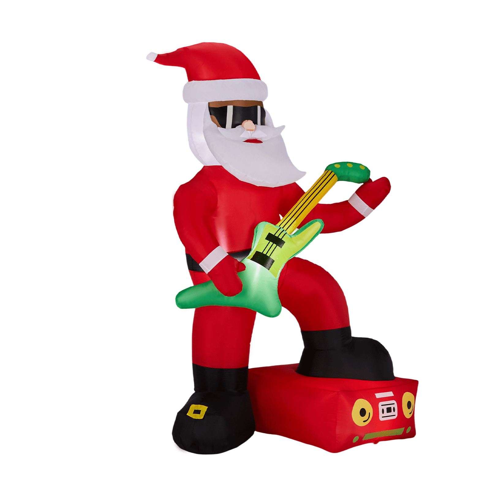 Astoutdoor 7.5 ft Lighted Christmas Inflatable Decoration, Black Santa Playing Electric Guitar, Blow Up Yard Decor with Built-in LED Lights