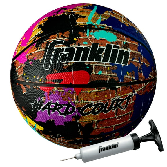 Franklin Sports HARD COURT Basketball - Official Size Basketball - Indoor   Outdoor Street Basketball - 29.5" Rubber Basketball - Air Pump Included