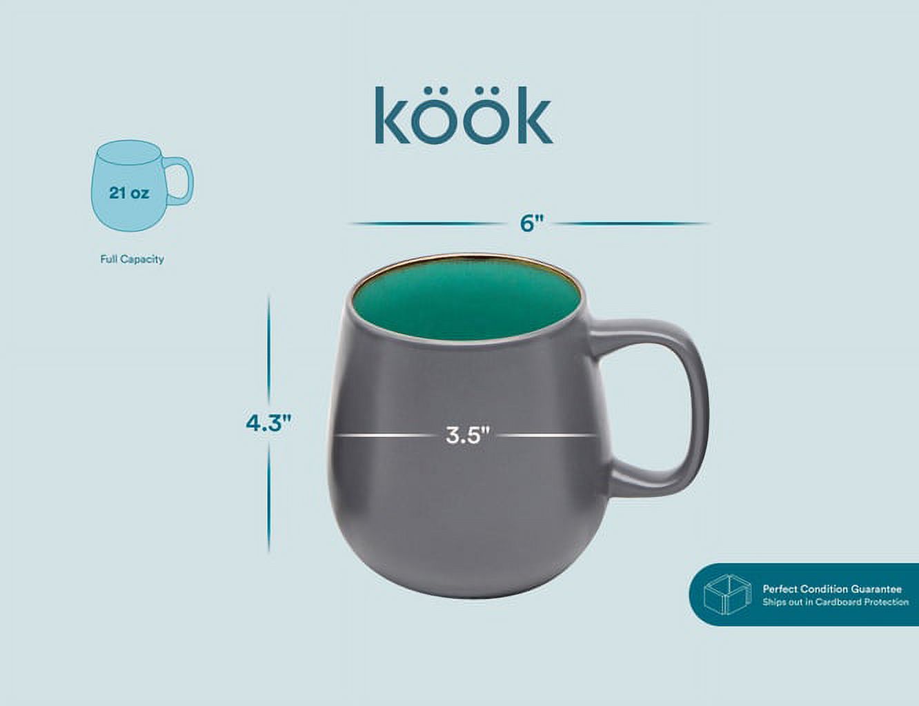 Kook Deco Large Coffee Mugs Set of 4, 21 Oz Multicolor Ceramic Mugs Drinkware - image 5 of 5